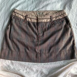 American Eagle Plaid Mini Skirt sz 6, kaki, tans & grey, pockets Y2k